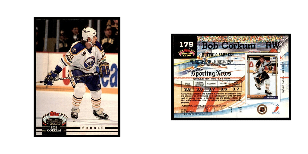 1992 Stadium Club Bob Corkum Hockey Cards #179