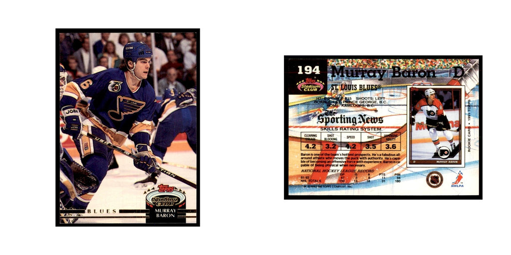 1992 Stadium Club Murray Baron Hockey Cards #194