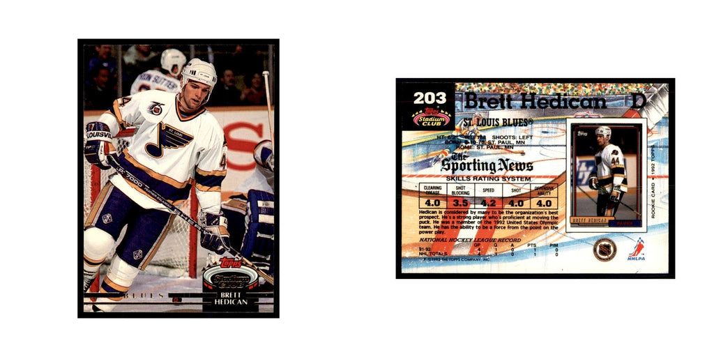 1992 Stadium Club Brett Hedican Hockey Cards #203