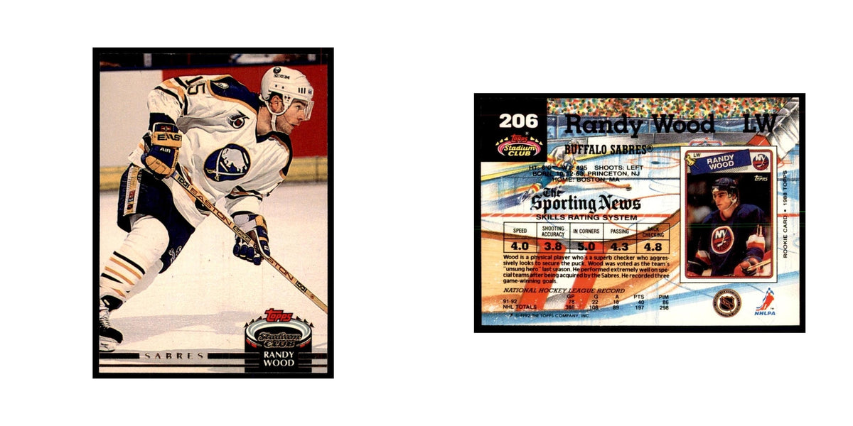 1992 Stadium Club Randy Wood Hockey Cards #206