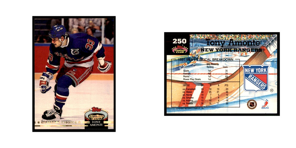 1992 Stadium Club Tony Amonte Hockey Cards #250