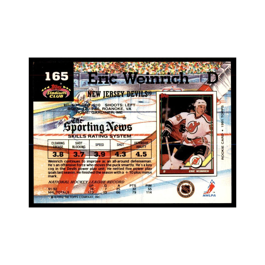 1992 Stadium Club Eric Weinrich Hockey Cards #165