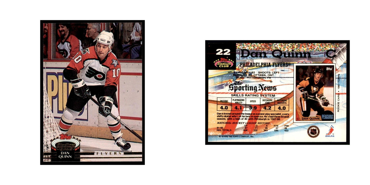 1992 Stadium Club Dan Quinn Hockey Cards #22