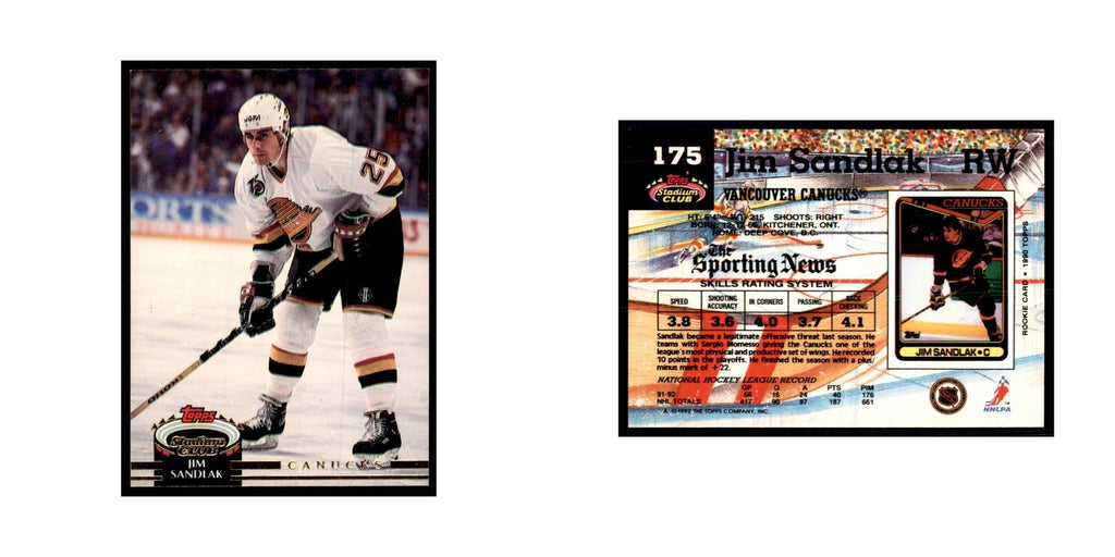 1992 Stadium Club Jim Sandlak Hockey Cards #175