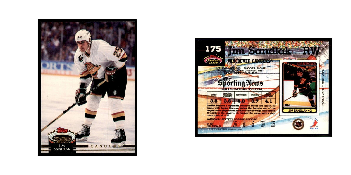 1992 Stadium Club Jim Sandlak Hockey Cards #175