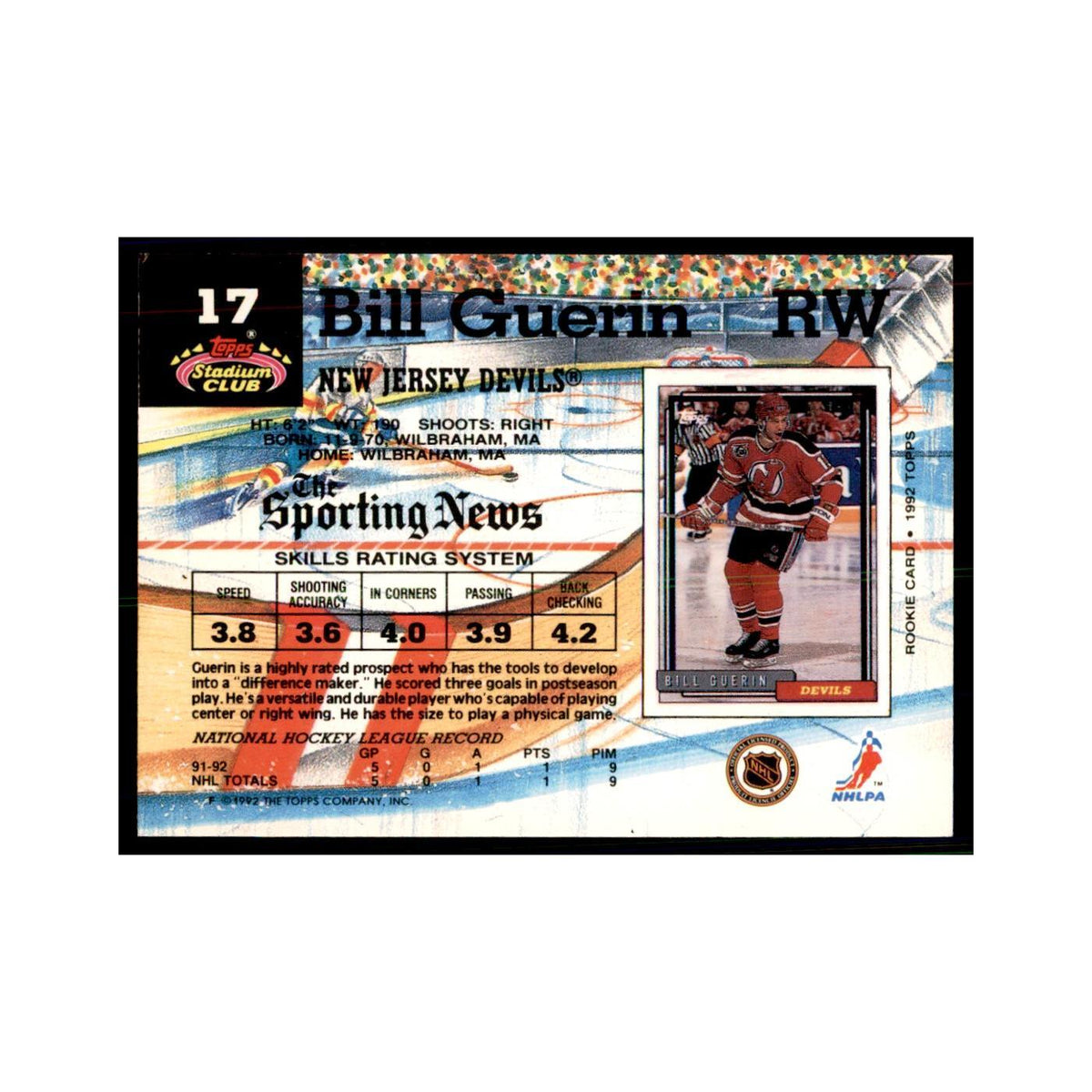 1992 Stadium Club Bill Guerin Hockey Cards #17