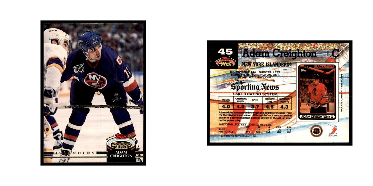 1992 Stadium Club Adam Creighton Hockey Cards #45