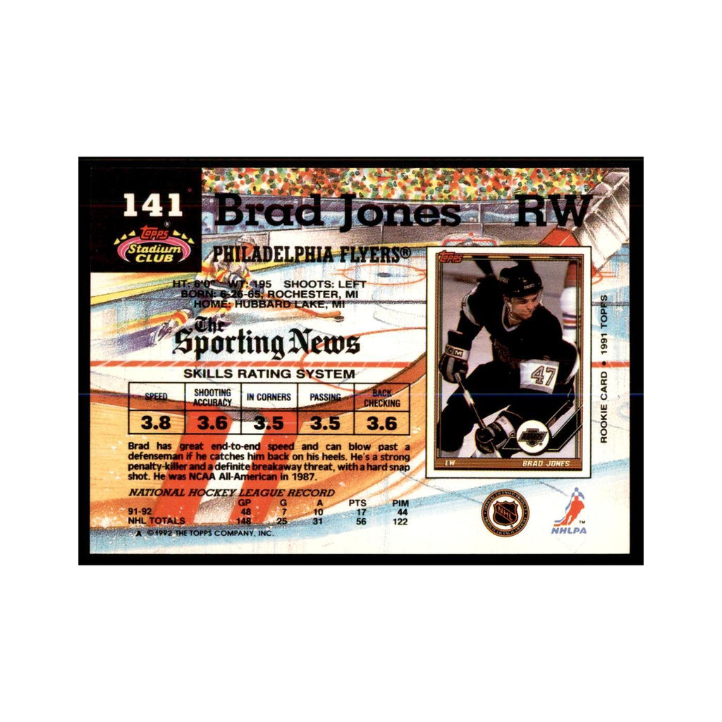 1992 Stadium Club Brad Jones Hockey Cards #141