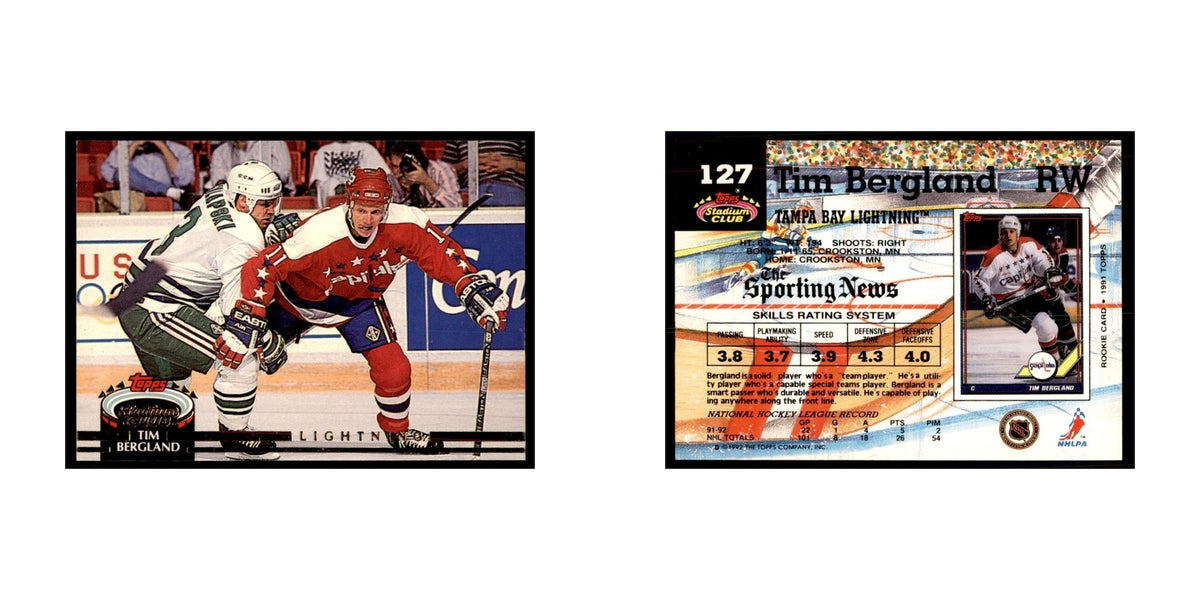 1992 Stadium Club Tim Bergland Hockey Cards #127
