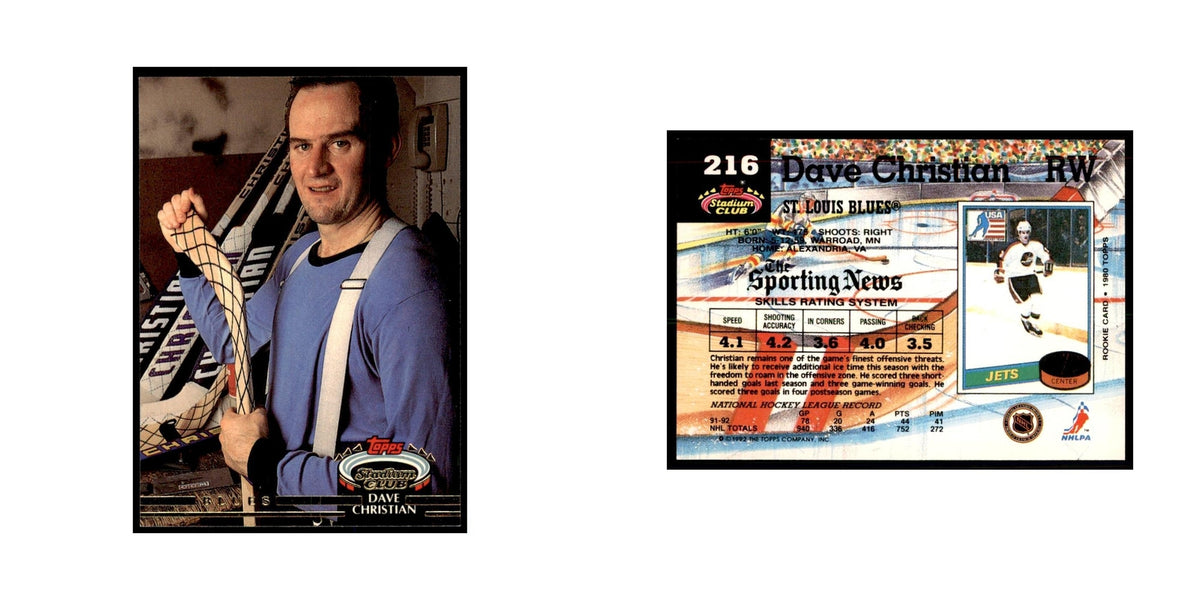 1992 Stadium Club Dave Christian Hockey Cards #216