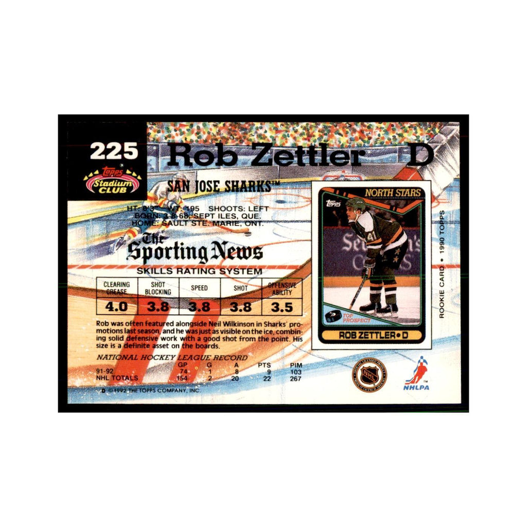 1992 Stadium Club Rob Zettler Hockey Cards #225