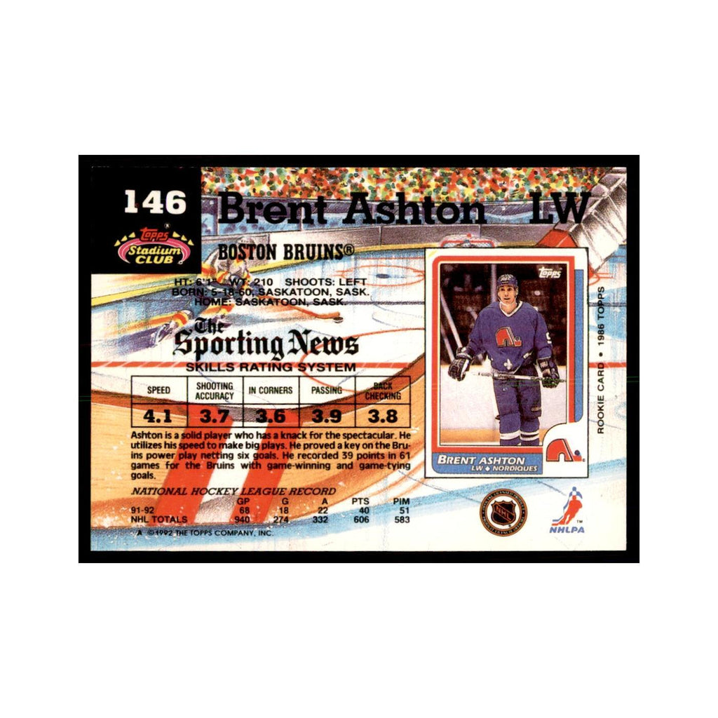 1992 Stadium Club Brent Ashton Hockey Cards #146