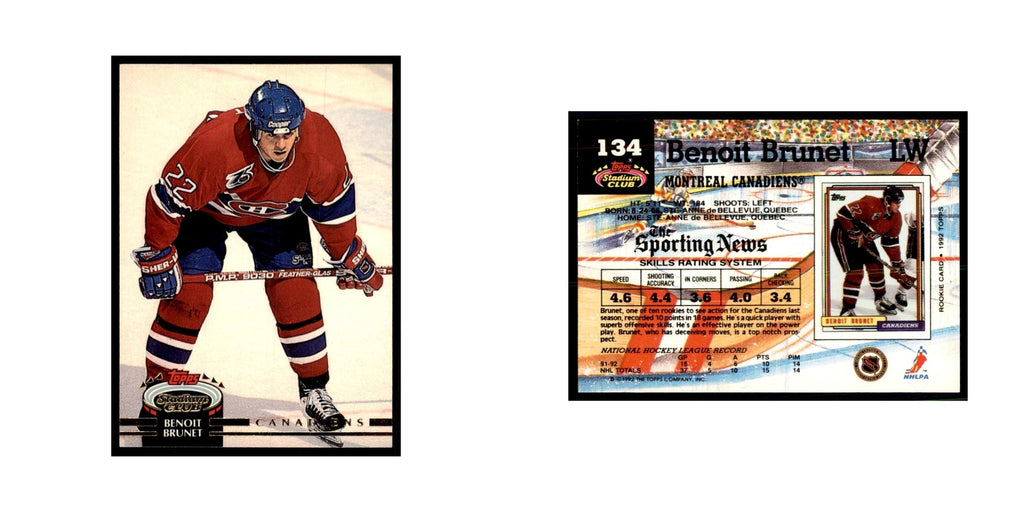 1992 Stadium Club Benoit Brunet Hockey Cards #134