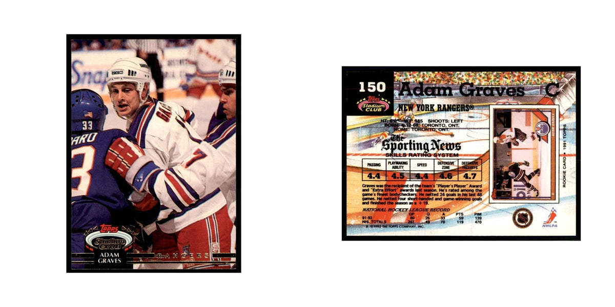 1992 Stadium Club Adam Graves Hockey Cards #150