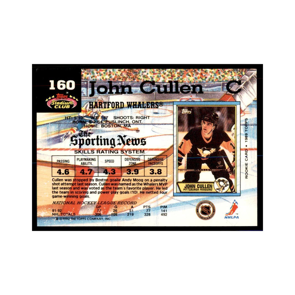 1992 Stadium Club John Cullen Hockey Cards #160