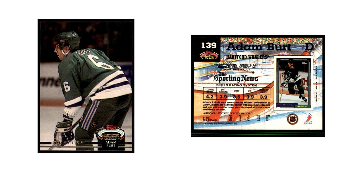 1992 Stadium Club Adam Burt Hockey Cards #139