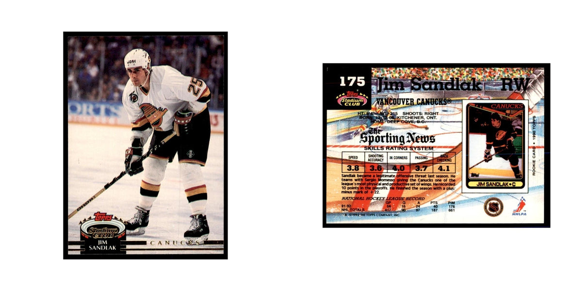 1992 Stadium Club Jim Sandlak Hockey Cards #175