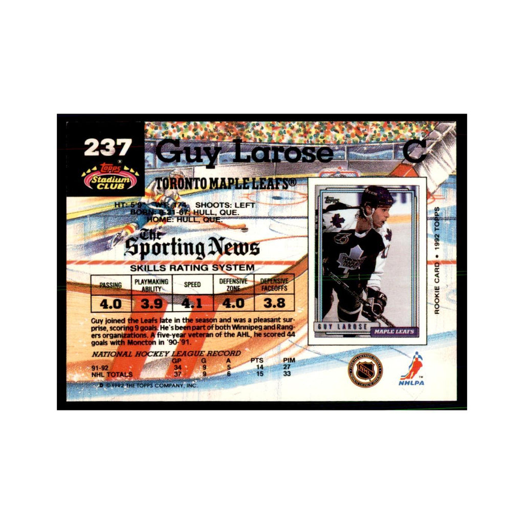 1992 Stadium Club Guy Larose Hockey Cards #237