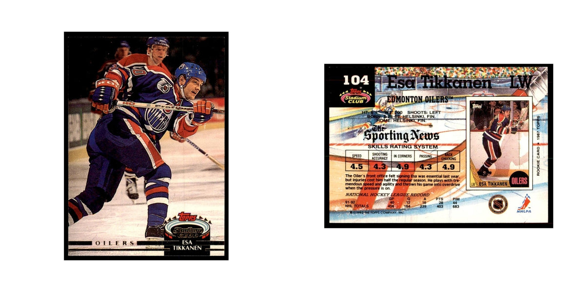 1992 Stadium Club Esa Tikkanen Hockey Cards #104