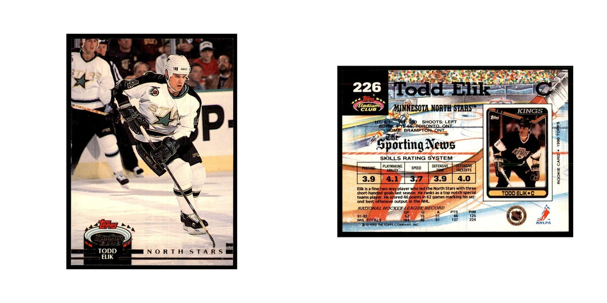 1992 Stadium Club Todd Elik Hockey Cards #226