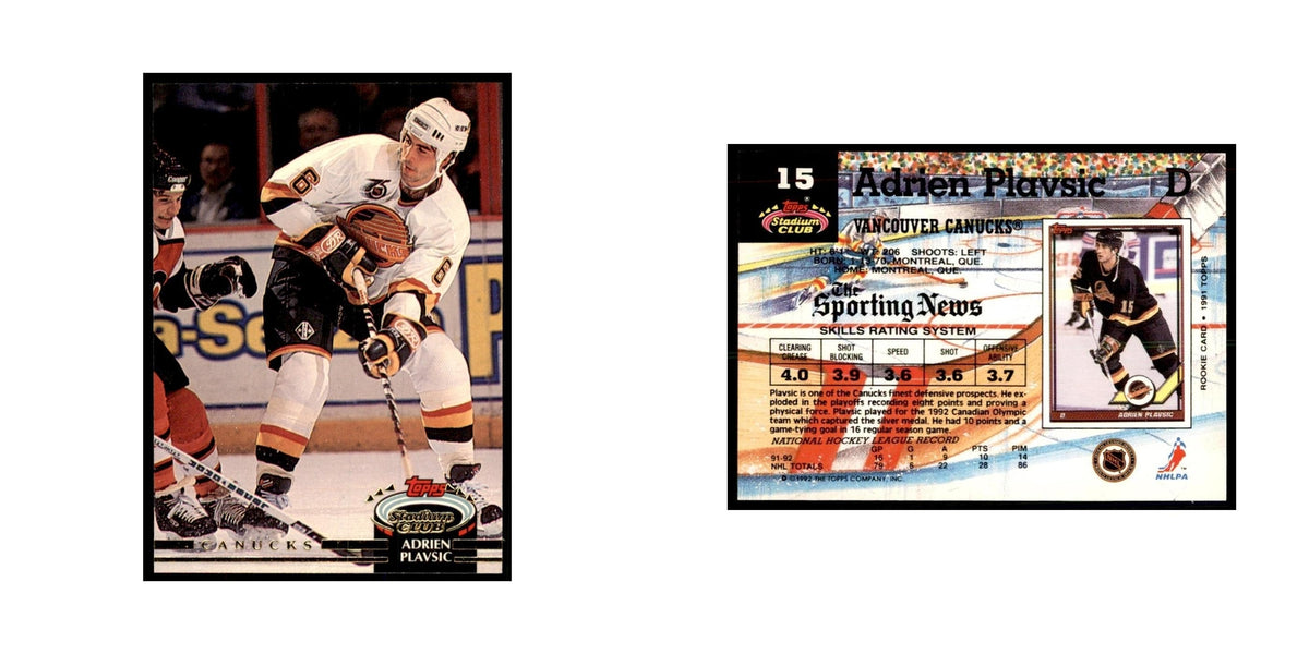 1992 Stadium Club Adrien Plavsic Hockey Cards #15