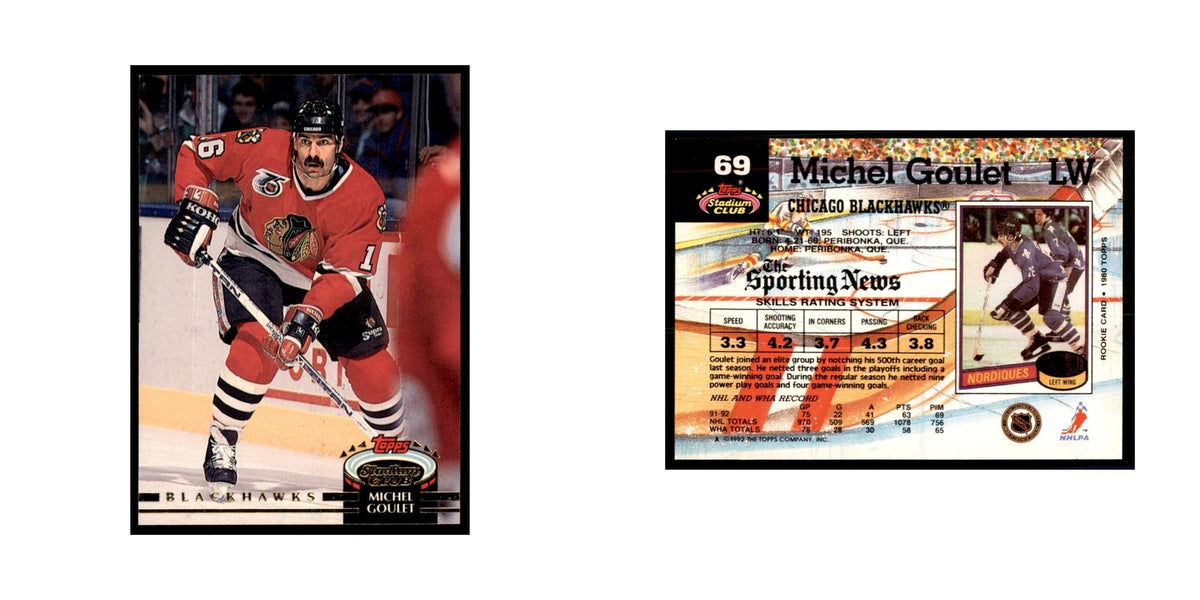 1992 Stadium Club Michel Goulet Hockey Cards #69