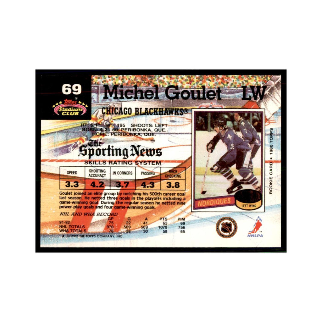 1992 Stadium Club Michel Goulet Hockey Cards #69