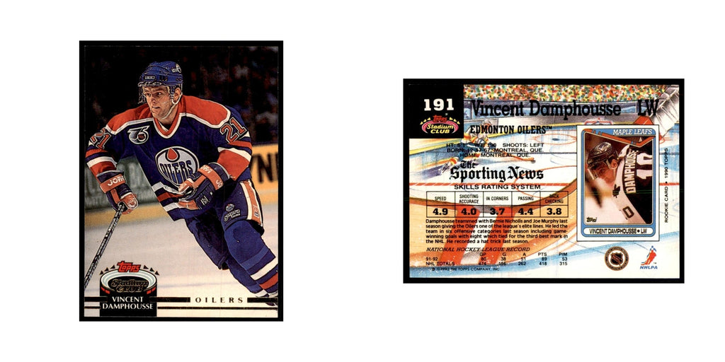 1992 Stadium Club Vincent Damphousse Hockey Cards #191