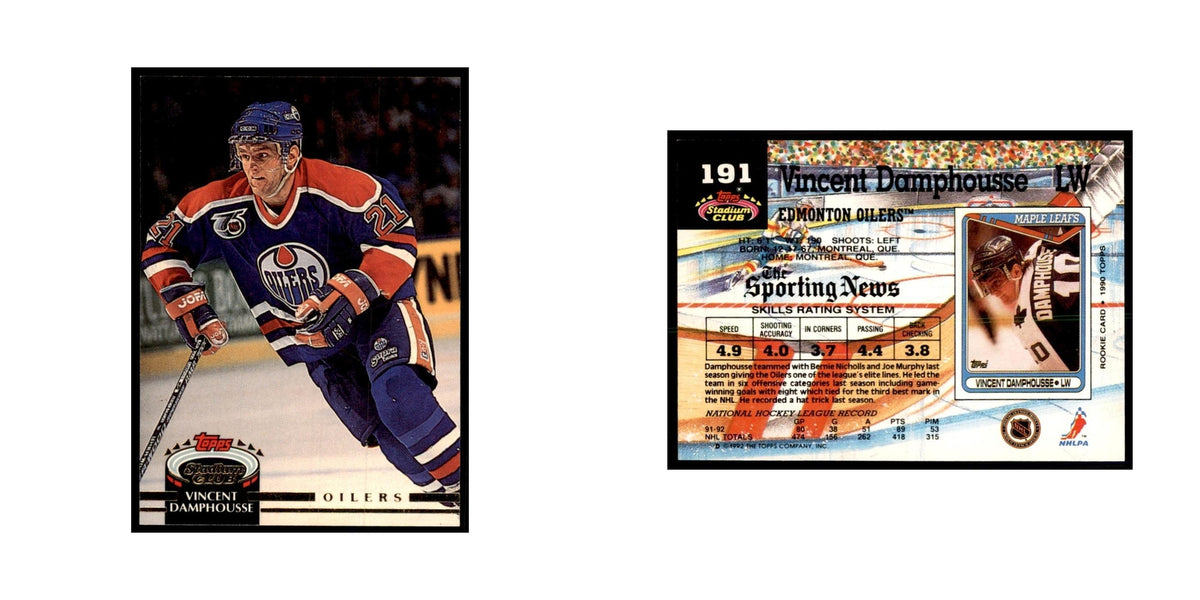 1992 Stadium Club Vincent Damphousse Hockey Cards #191