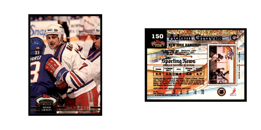 1992 Stadium Club Adam Graves Hockey Cards #150