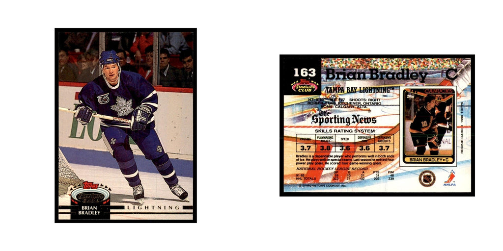 1992 Stadium Club Brian Bradley Hockey Cards #163
