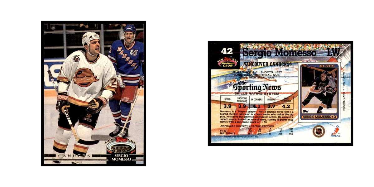 1992 Stadium Club Sergio Momesso Hockey Cards #42