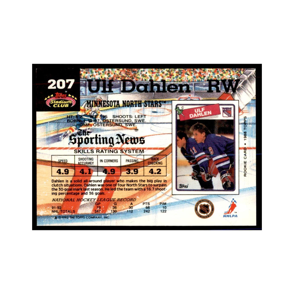 1992 Stadium Club Ulf Dahlen Hockey Cards #207