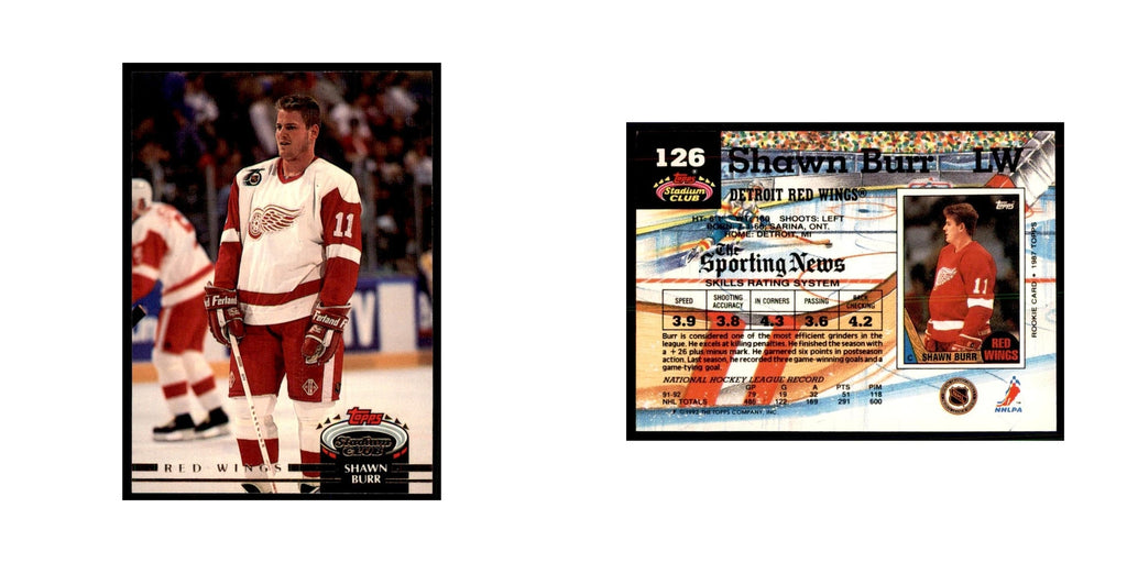 1992 Stadium Club Shawn Burr Hockey Cards #126