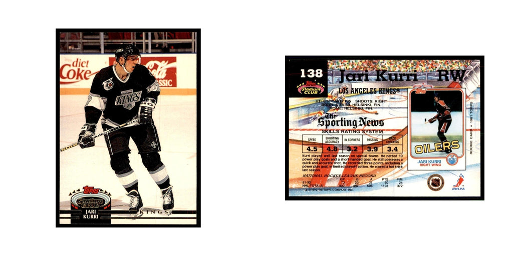 1992 Stadium Club Jari Kurri Hockey Cards #138