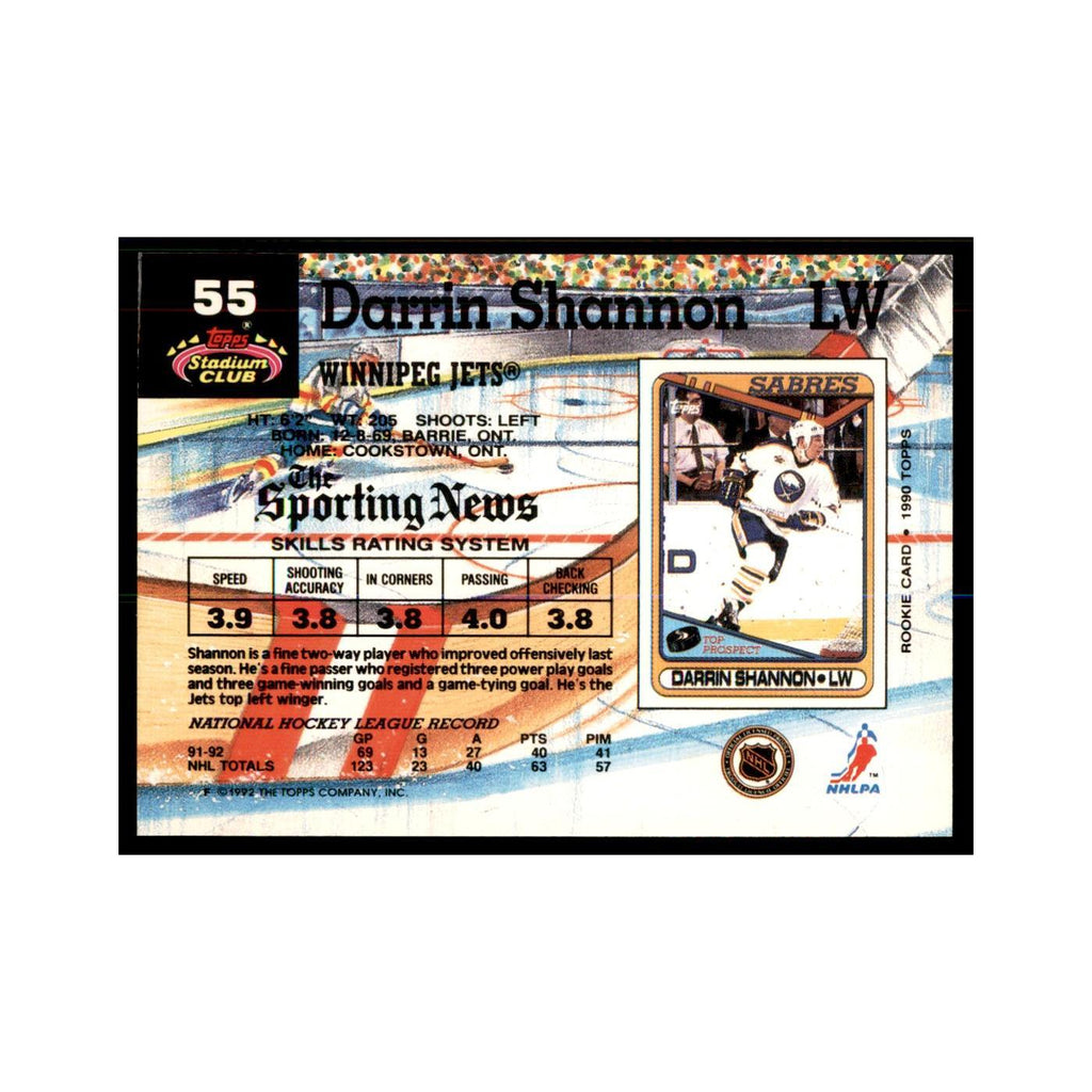 1992 Stadium Club Darrin Shannon Hockey Cards #55