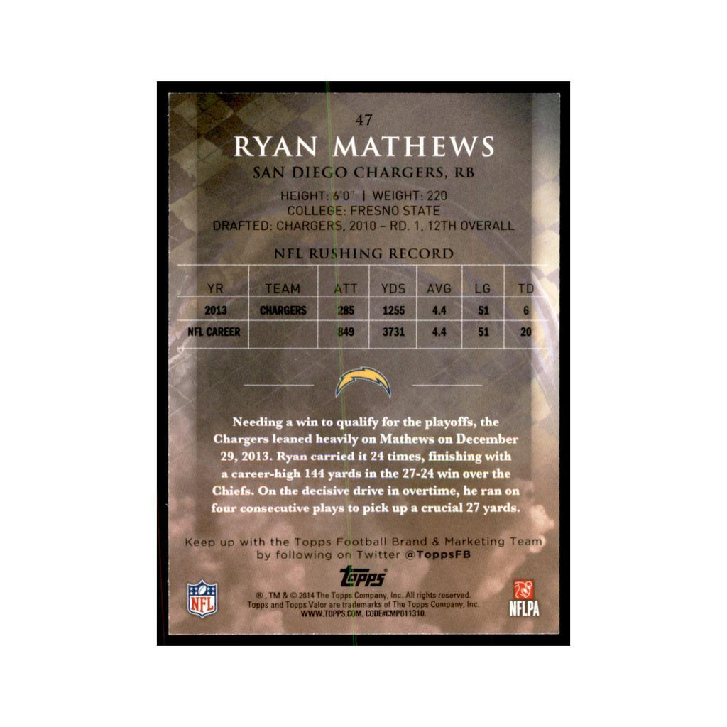 2014 Topps Valor Ryan Mathews Football Cards #47