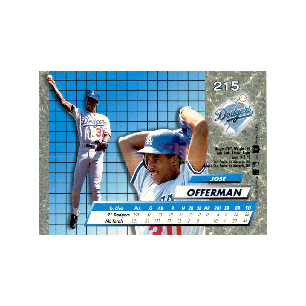 1992 Fleer Ultra Jose Offerman Baseball Cards #215