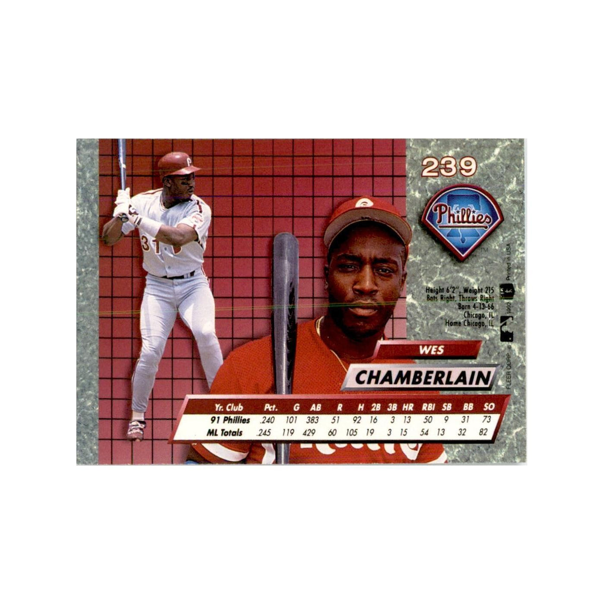 1992 Fleer Ultra Wes Chamberlain Baseball Cards #239