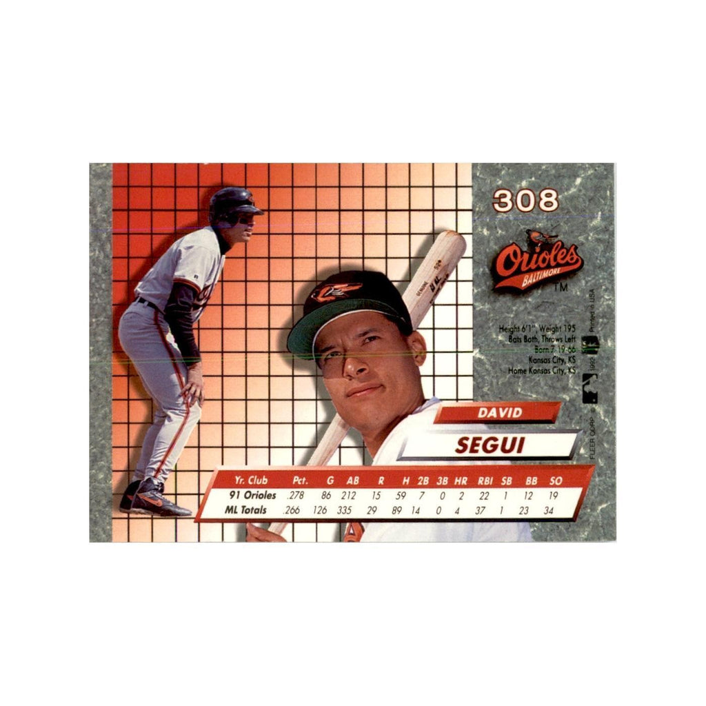 1992 Fleer Ultra David Segui Baseball Cards #308