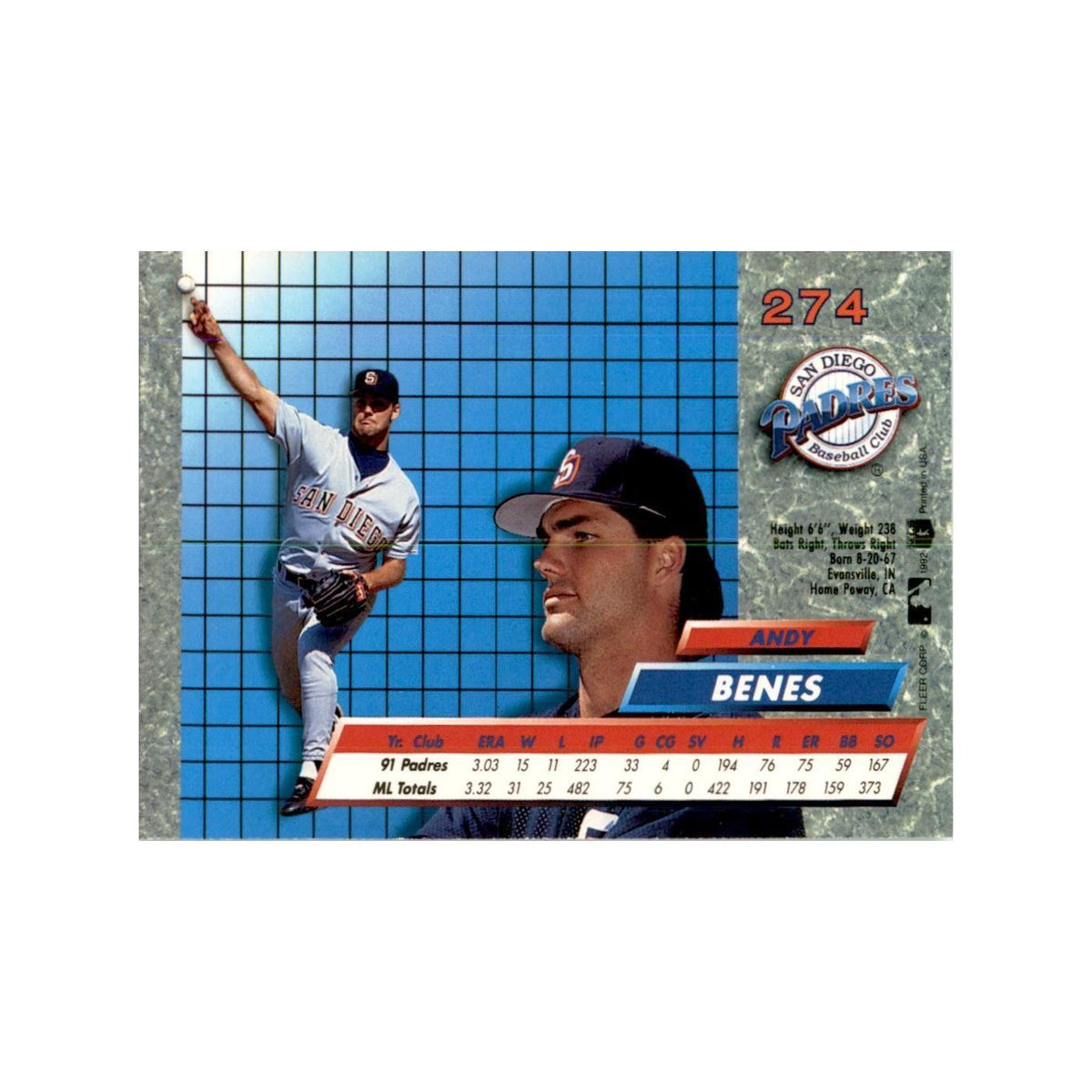 1992 Fleer Ultra Andy Benes Baseball Cards #274