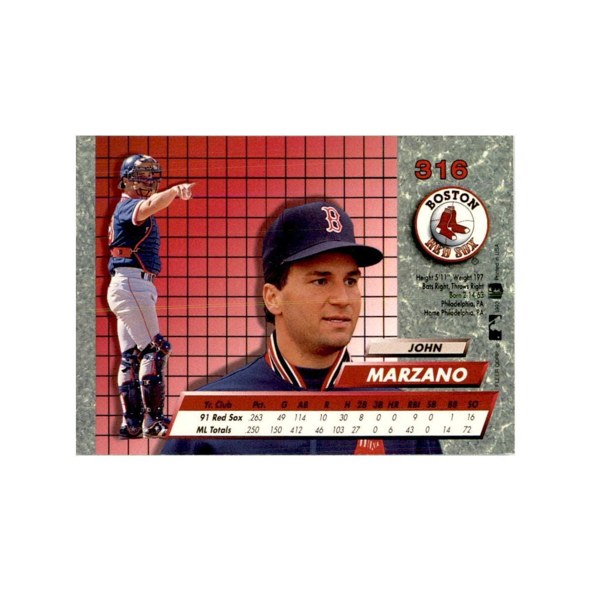 1992 Fleer Ultra John Marzano Baseball Cards #316