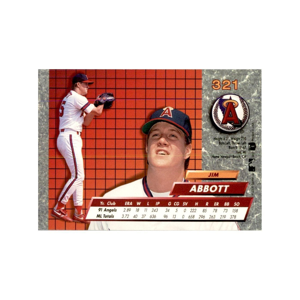 1992 Fleer Ultra Jim Abbott Baseball Cards #321