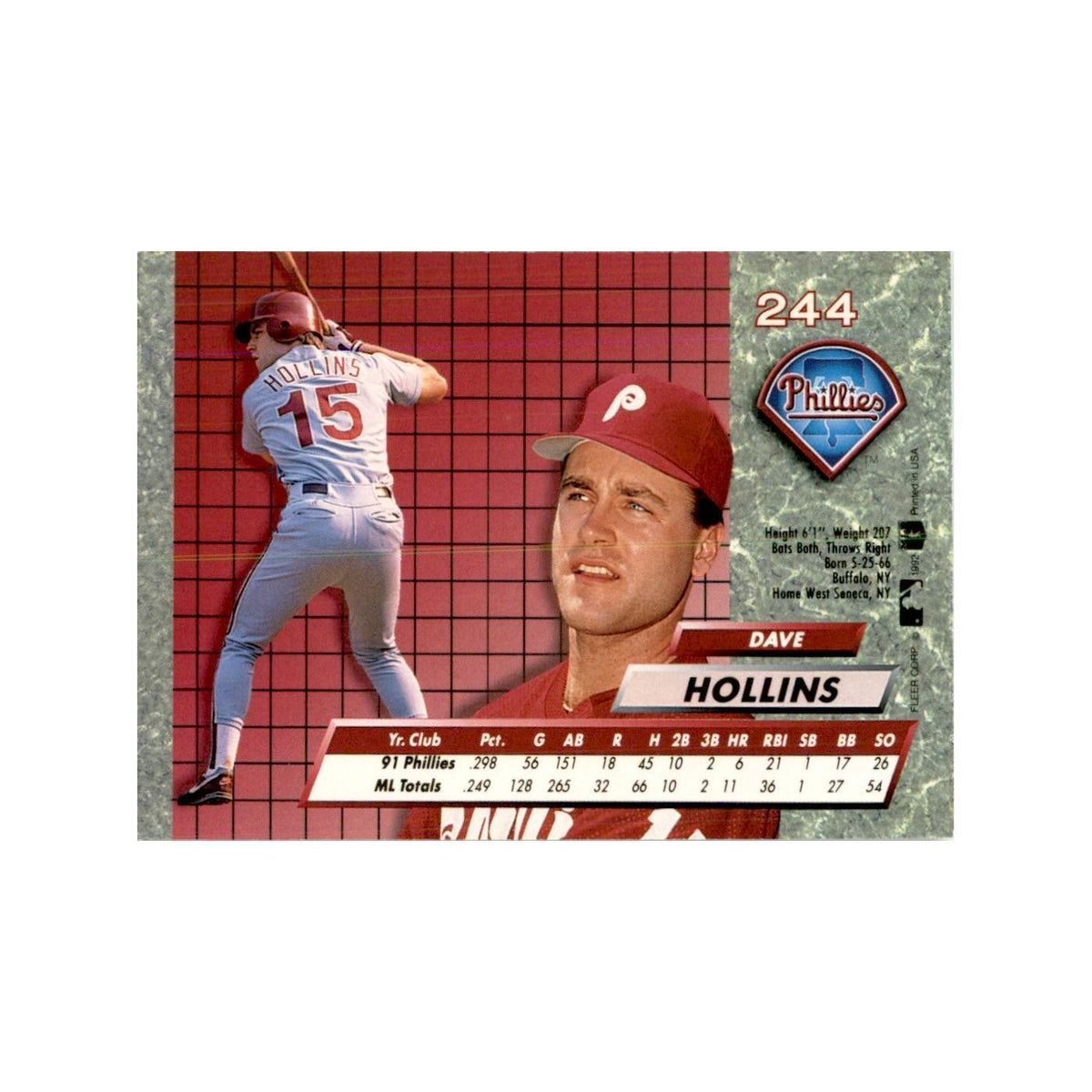 1992 Fleer Ultra Dave Hollins Baseball Cards #244