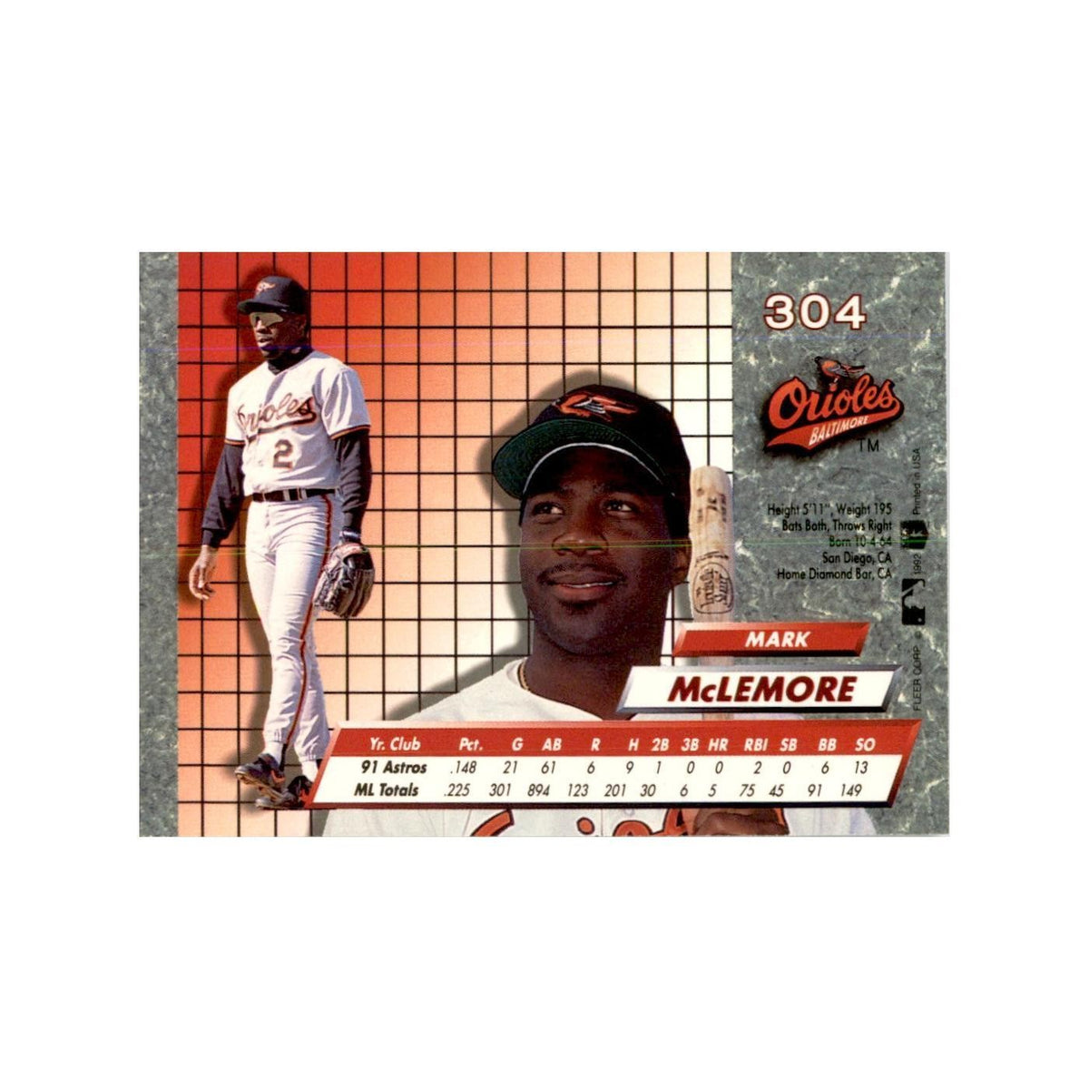 1992 Fleer Ultra Mark McLemore Baseball Cards #304