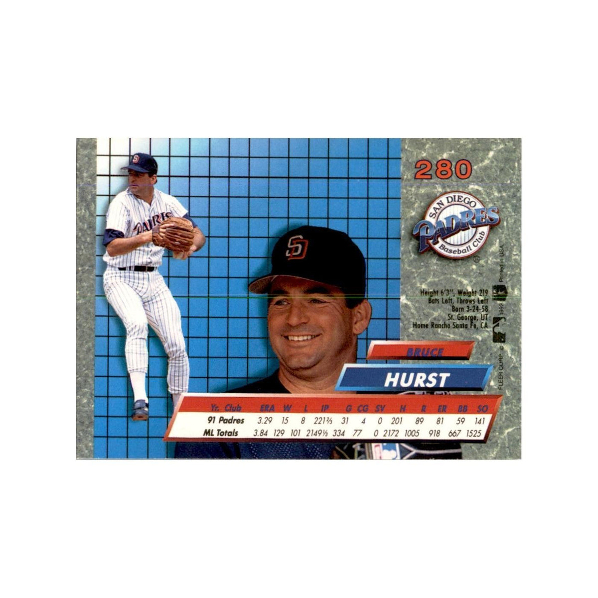 1992 Fleer Ultra Bruce Hurst Baseball Cards #280