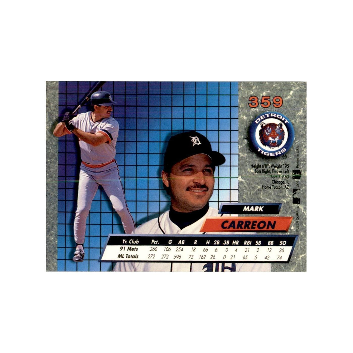 1992 Fleer Ultra Mark Carreon Baseball Cards #359