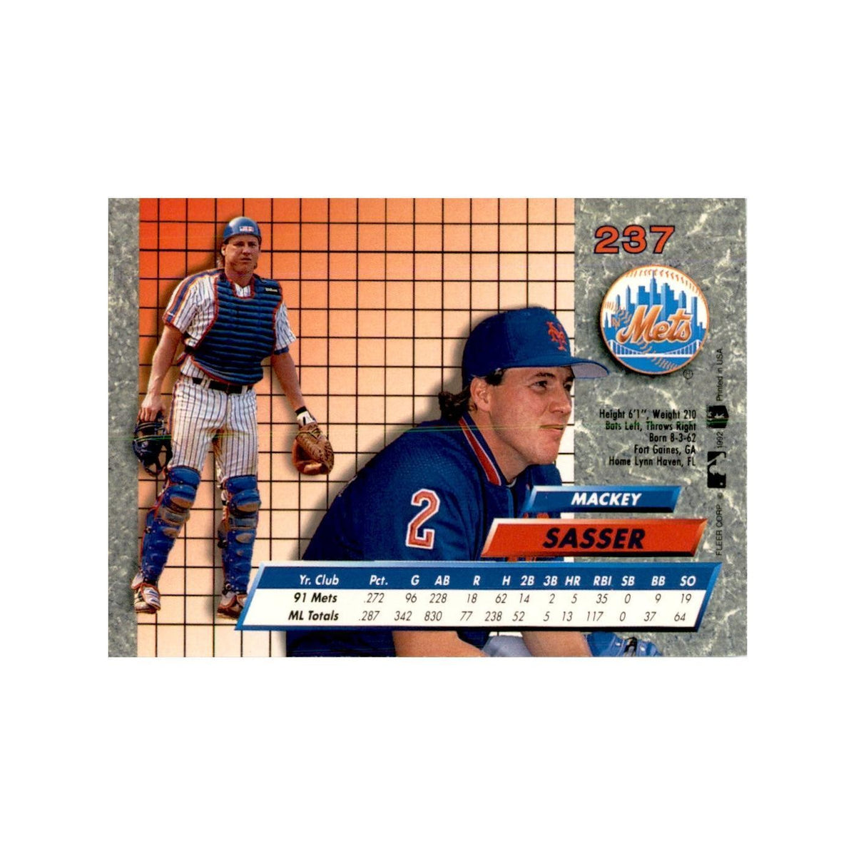 1992 Fleer Ultra Mackey Sasser Baseball Cards #237