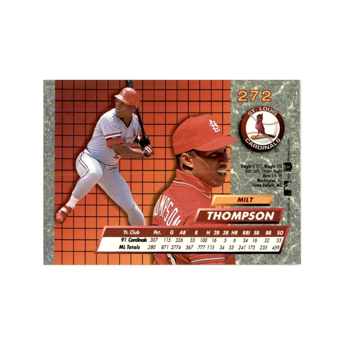 1992 Fleer Ultra Milt Thompson Baseball Cards #272