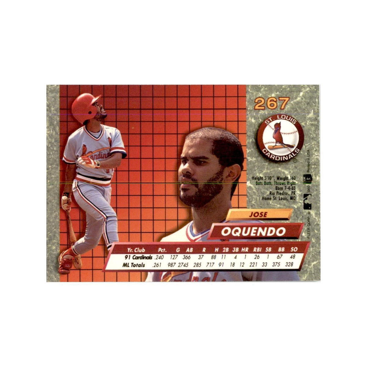 1992 Fleer Ultra Jose Oquendo Baseball Cards #267